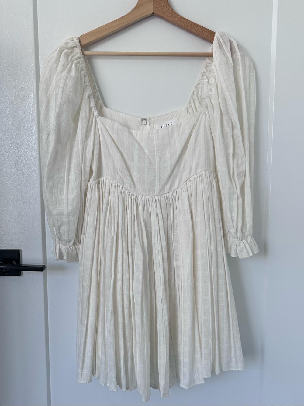 Mable white puff sleeve mini dress | Size M